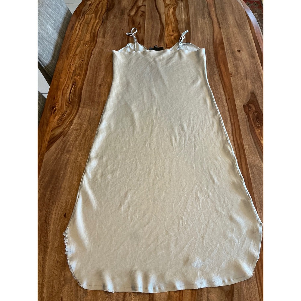 Nili Lotan 100% Silk Bias Cut Slip Dress Silver Medium Made in USA Minimalist - Picture 13 of 16